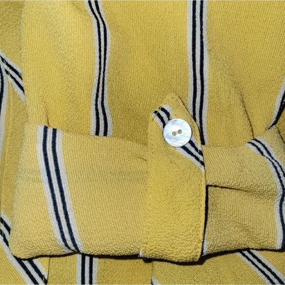 Anthropologie Fig & Flower Floral Yellow longSleeve Button Blouse Tunic Top PL - Picture 7 of 13